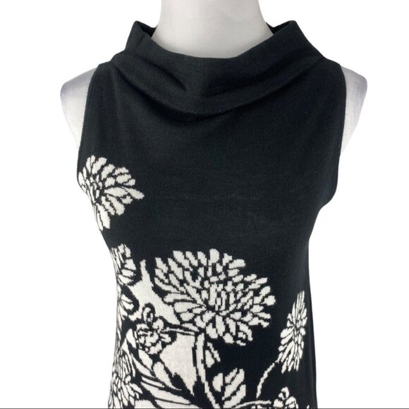 Adrienne Vittadini Women's Black Floral Sleeveless Ponte Knit Sheath Dress M/C35 - Picture 3 of 9